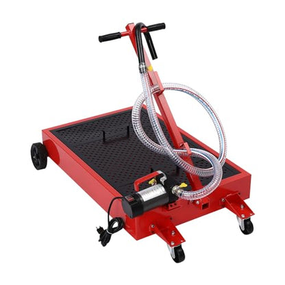 17 Gallon Oil Drain Pan with 120W Electric Pump & 8 Ft Hose Low Profile Oil Drain Tank Oil Drain Cart with Foldable T-Handle, Oil Change Pan for Car, SUV, Truck - size: C-17 Gallon Oil Drain Pan 120W Electric Pump