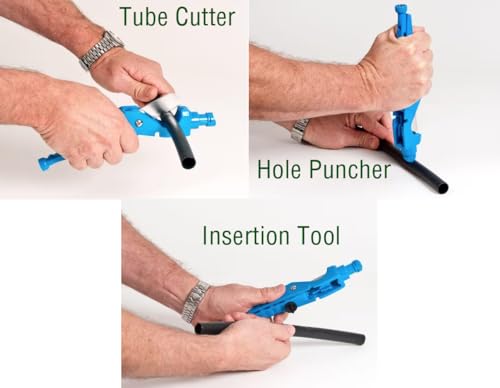 Basic Drip Irrigation Mini Kit Kwik Tube Cutter/Adjustable 360 Stake/Emitters/Punch Multi Tool/Goof Plugs