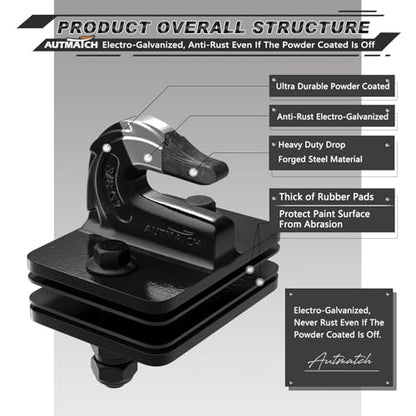 AUTMATCH Tractor Bucket Grab Hook 3/8" (2-Pack) Grade 70 Drop Forged Steel - color: Black