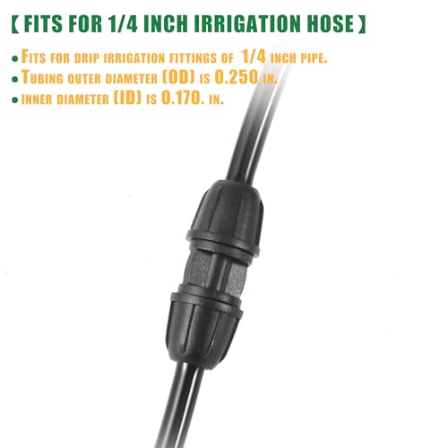 25Pcs 1/4 inch Drip Irrigation Coupling Fittings, Black - color: Black-Coupling