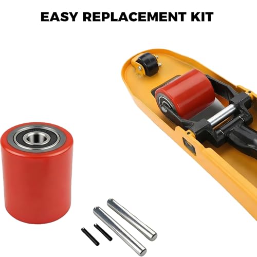 1 Pair Pallet Jack Wheels Replacement Kit, 3x3.75-Inch PU Load Rollers - color: Red-1Pair, size: 3" x 3.75" (74.5mm x 93mm)