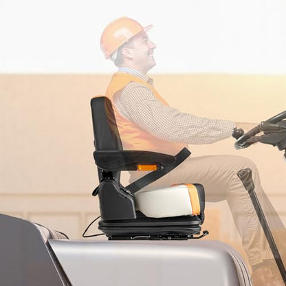 VEVOR Universal Forklift Seat, Tractor Suspension Seat with Adjustable Back