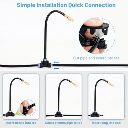 10Pcs 360° Adjustable Irrigation Nozzles Tee to 1/4" Garden Watering System