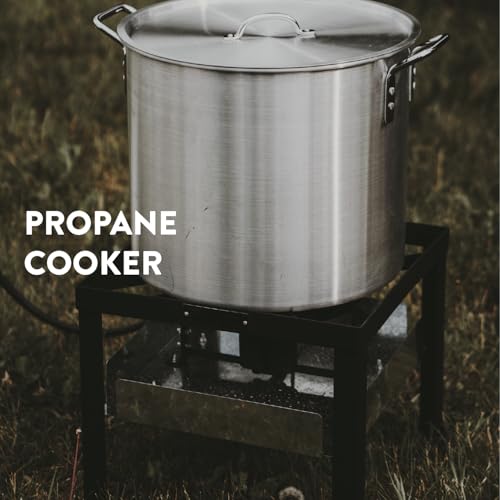 Gas One Seafood Boil Kit with Propane Burner, Propane Regulator, 80Qt Pot with Basket – Heavy Duty Construction Seafood Boil Pot for Outdoor Cooking – Easy to Clean and Durable Crab Boil Pot - size: 80 Quarts