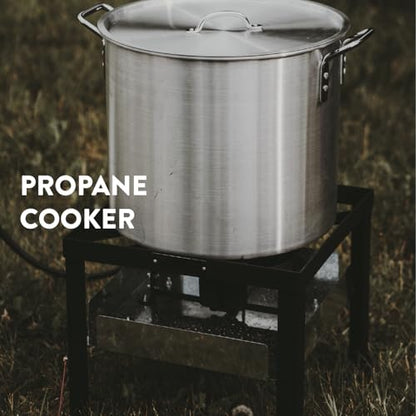 Gas One Seafood Boil Kit with Propane Burner, Propane Regulator, 80Qt Pot with Basket – Heavy Duty Construction Seafood Boil Pot for Outdoor Cooking – Easy to Clean and Durable Crab Boil Pot - size: 80 Quarts