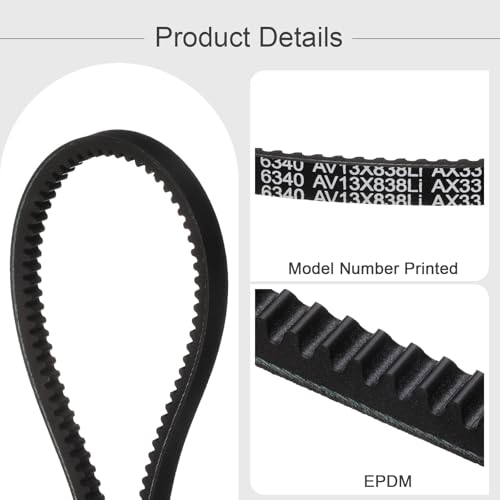 uxcell AX33 EPDM V-Belt, Raw Edge Cogged Industrial Rubber V Belt 1/2" Width x 33" Inside Circumference - size: AX33