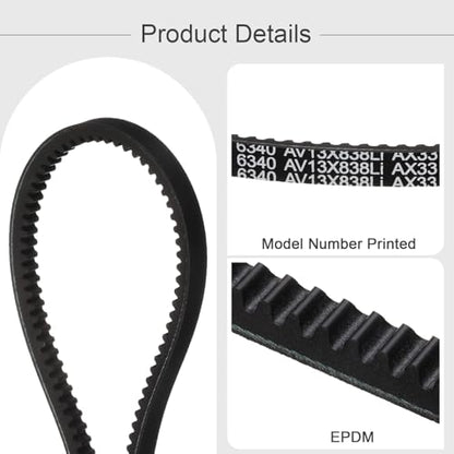 uxcell AX33 EPDM V-Belt, Raw Edge Cogged Industrial Rubber V Belt 1/2" Width x 33" Inside Circumference - size: AX33