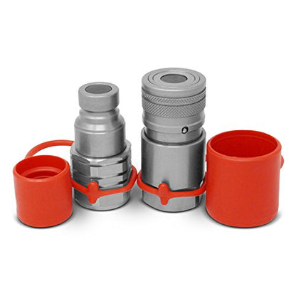 Summit Hydraulics 1/2" Skid Steer Bobcat Flat Face Hydraulic Quick Connect Couplers/Couplings Set w/Dust Caps - size: 1 Set