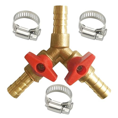 5/16" Hose Barb valve, Brass Y Shaped 3 Way Shut Off Valve - size: 5/16 Inch
