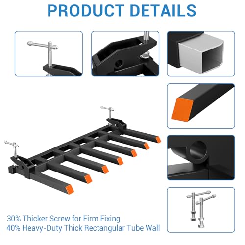 Garvee Clamp On Debris Forks to 68" Bucket, 5400lbs Capacity Heavy Duty Clamp On Pallet Forks Bucket Forks Attachments Fit for Loader Bucket Skidsteer Tractor - size: 68'' Bucket