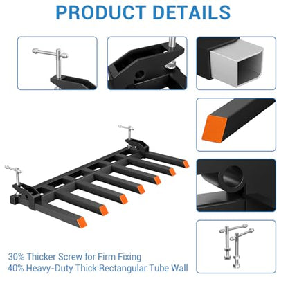 Garvee Clamp On Debris Forks to 68" Bucket, 5400lbs Capacity Heavy Duty Clamp On Pallet Forks Bucket Forks Attachments Fit for Loader Bucket Skidsteer Tractor - size: 68'' Bucket