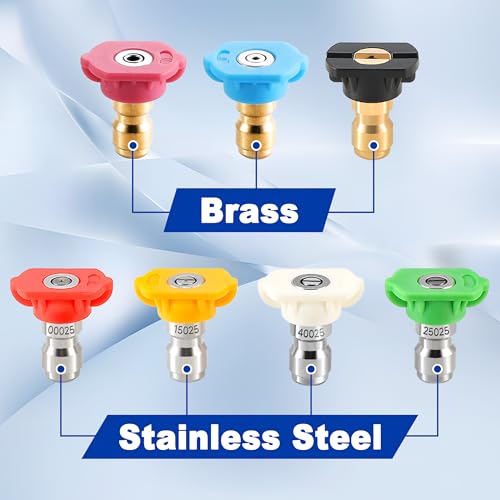 Tool Daily Pressure Washer Nozzle Tips, Multiple Degrees, 2.5 GPM, 7 Pack - size: Orifice 2.5-7 pack