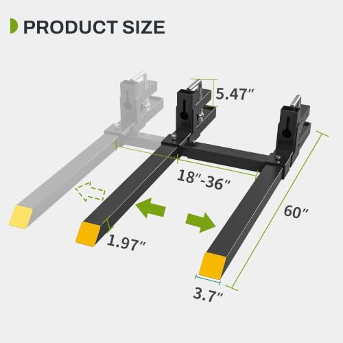 AUTOSAVER88 60" 2000lbs Clamp on Pallet Forks for Skid Steer Tractor Bucket
