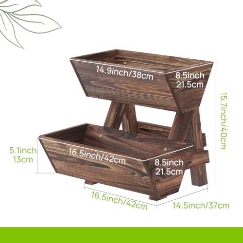 Vertical Garden Planter 2 tier Raised Garden Bed Tiered Wood Planter Box - color: Carbonized, size: 2-Tier-Small