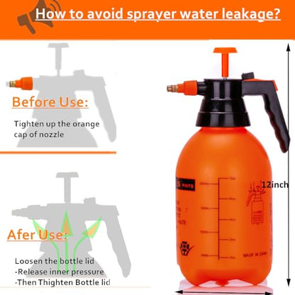 3 Pack 2L Handheld Garden Pressure Sprayer with Adjustable Brass Nozzle - color: 2L-Organge-3PCS