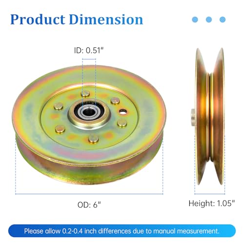 UP2WIN 07300527 Idler Pulley Compatible with Gravely Mower Pro-Turn 148 152 ZT48HD ZT52HD, 07300429 V-Idler Pulley Compatible with A riens Max Zoom 48 52 60 2560, Deck Pulley Fits for Pro-Master 260H - size: 07300527_1pc