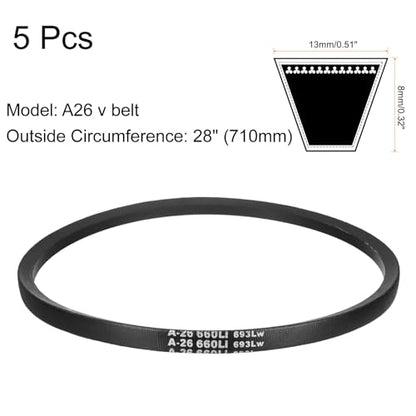 uxcell 5Pcs A26 Classic Wrapped Rubber V-Belt, 28" Outside Circumference x 0.51" Width x 0.32" Height, A-Section Rubber Drive Belt - size: A26