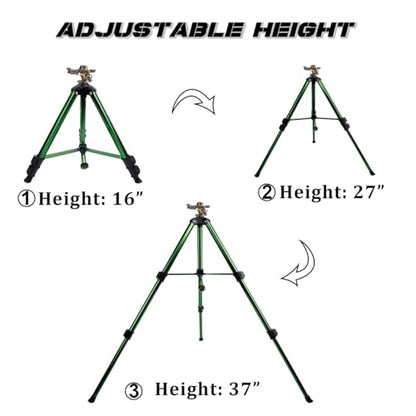 Biswing Impact Sprinkler Head on Tripod Base, Heavy Duty Lawn Sprinklers, 360 Degree Large Area Irrigation, Metal Sprinkler Nozzle & Solid Alloy Metal Extension Legs Flip Locks, 1 Pack - size: 1 Pack