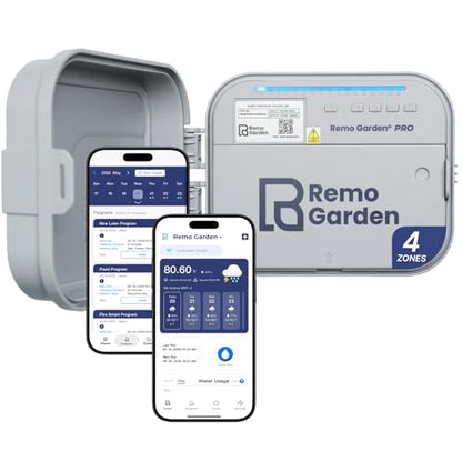 Outdoor Smart Sprinkler Controller 4 Zone, WiFi Automatic Irrigation Timer, Easy-Use App, Flexible Programs, Save Water via Rain, Wind&Freeze Skip, Quick Install, with Alexa - style: Pro-4 Zones