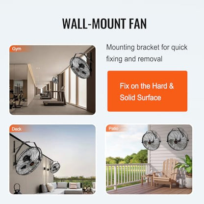 VEVOR 18 Inch Wall Mount Fan, Waterproof, 3-Speed, 4000 CFM, 2 Pack - size: 18 Inch 2 Pack, style: Waterproof