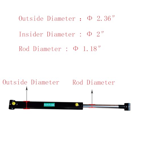 Double Acting Universal Hydraulic Cylinder, 2900-3600 PSI Hydraulic Cylinders Chrome Plated Piston Rod (Stroke 16"; Pin 1.0")