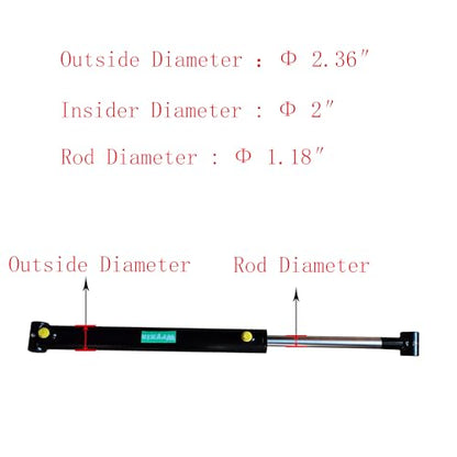 Double Acting Universal Hydraulic Cylinder, 2900-3600 PSI Hydraulic Cylinders Chrome Plated Piston Rod (Stroke 16"; Pin 1.0")