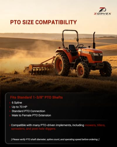 PTO Extender for Tractor, 1-3/8" 6 Spline Male to Female, 70HP