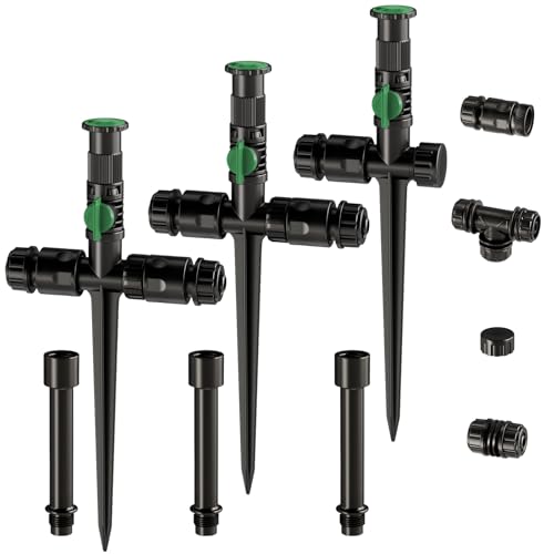 Flexible Sprinkler System, Above Ground DIY Irrigation Kit | Multi-Adjustable Lawn Sprinkler Set, Ideal for Plant and Flower Bed Watering (Garden Hose Not Included) - color: 3Pack