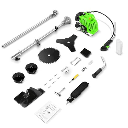 Homdox 58cc 2-Cycle Gas Brush Cutter, 4 in 1 Gas Weed Eater, String Trimmer and Weed Wacker Trimmer for Lawn and Garden Care Trimming, Green - color: Green