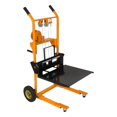 APOLLOLIFT Material Lift Winch Stacker, 440lbs Cap. 35.4" Lifting Height - color: Yellow-winch, size: 440LBS