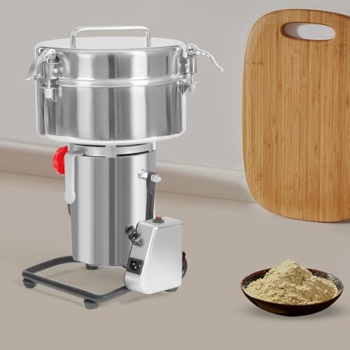 Electric Grain Mill Grinder 4500g Stainless Steel Grinding Machine Commercial Food Grain Mill with High-Pressure Lid 30000r/min High-Speed Dry Grinder for Kitchen (5000W 110V) - size: 4500g electric grain grinder