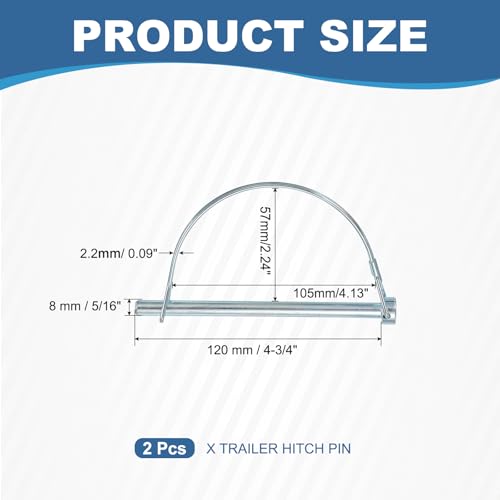 Trailer Coupler Pin, Pto Shaft Locking Hitch Pin - Fitting for (Farm Trailers - Wagons Towing - Garden Lawn Equipment - Hitches) 5/16" x 4-3/4" & 2 Pcs & Carbon Steel - size: 5/16" x 4-3/4"