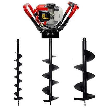 XtremepowerUS V-Type 55CC 2 Stroke Gas-Powered Post Hole Digger Auger Machine with 4", 6", 12" inch Bits Set - size: Digger + 4" 6" 12" Bits