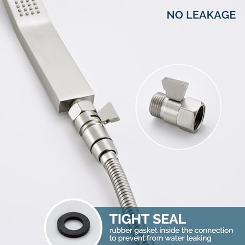 Angle Simple Shower Valve Brushed Nickel, Flow Adjuster Restrictor Shut Off - color: Brushed Nickel