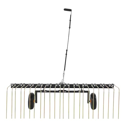 VEVOR Tow Behind Dethatcher, 60-inch Lawn Dethatcher Rake with 24 Steel Tines for ATV or Mower, Heavy Duty Q235 Steel Tow Behind Lawn Rake with Lift Handle for Farm Leaves, Pine Needles, and Grass - style: 60" Tow Behind Dethatcher