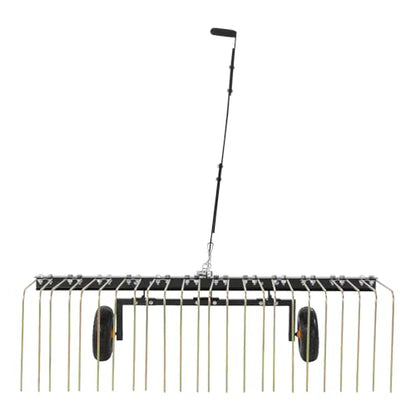 VEVOR Tow Behind Dethatcher, 60-inch Lawn Dethatcher Rake with 24 Steel Tines for ATV or Mower, Heavy Duty Q235 Steel Tow Behind Lawn Rake with Lift Handle for Farm Leaves, Pine Needles, and Grass - style: 60" Tow Behind Dethatcher