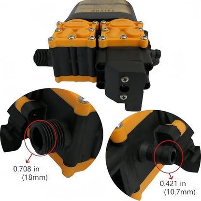 DC 12V Diaphragm Water Pump 145PSI Fresh Water Pump Self Priming Sprayer Pump High Pressure Smart dual core pump
