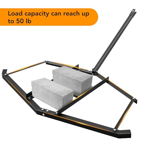 Towallmark Heavy Duty Tow Behind Drag Harrow Rake – 60 Inch Reversible Design, Adjustable Bars – Perfect for Leveling Gravel Driveways, Soil, Gardens, Fields, Arena Maintenance – Compatible with ATV,
