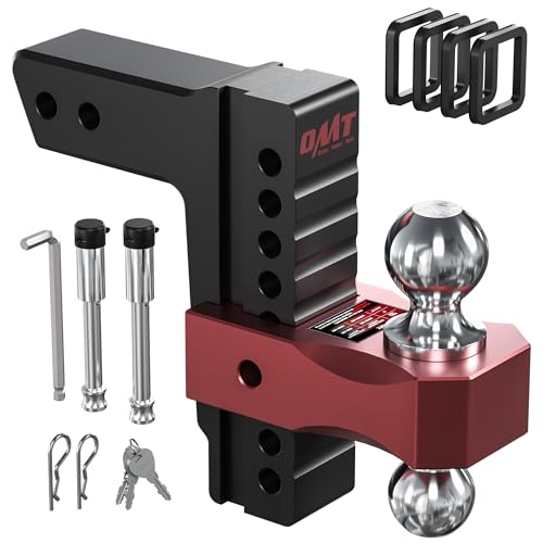 OMT Adjustable Trailer Hitch for 2.5" Receiver, 18500 LBS Drop Hitch - color: Red, size: 2.5" Shank & 8" Drop