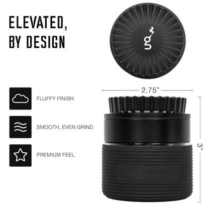 nugbuddy Herb & Spice Grinder | Toothless Mill | Non-Stick Ceramic Coating | Glass Chamber | Storage Compartment | Screen Free | Fluffy Grind | Kitchen Tool