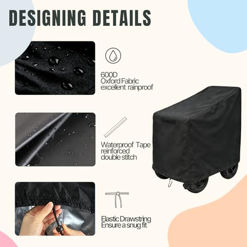 Hose Reel Cart Cover (38x23.6x26/36in,Black) - color: Black, size: 38x23.6x26/36in
