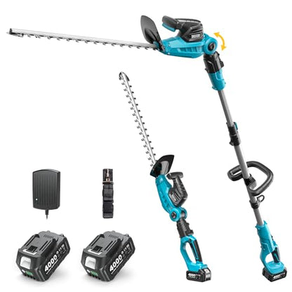 SEESII 2-in-1 Pole & Hedge Trimmer Cordless,20" Electric Bush Trimmer 8.5ft - color: Light Blue