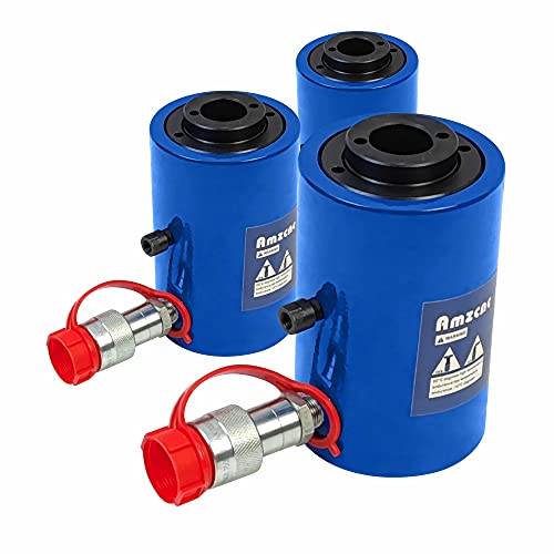 AMZCNC 20 Ton Hollow Hydraulic Ram Cylinder, 2 Inch, Single Acting - size: 20T 2Inch