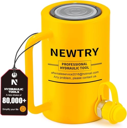 NEWTRY 50T Long Hydraulic Ram Jack, 4" Stroke Porta Power Auto Retract - size: 50T