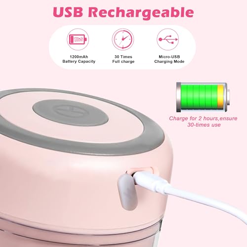 Electric Garlic Mincer, 250ML Small Onion Chopper USB - color: 250ML Pink
