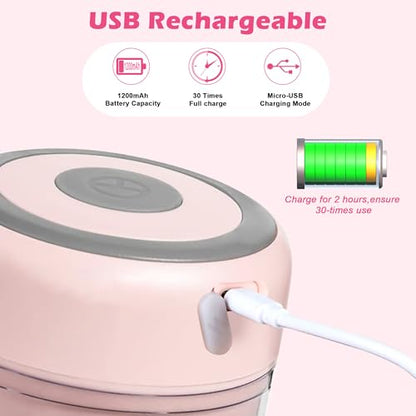 Electric Garlic Mincer, 250ML Small Onion Chopper USB - color: 250ML Pink