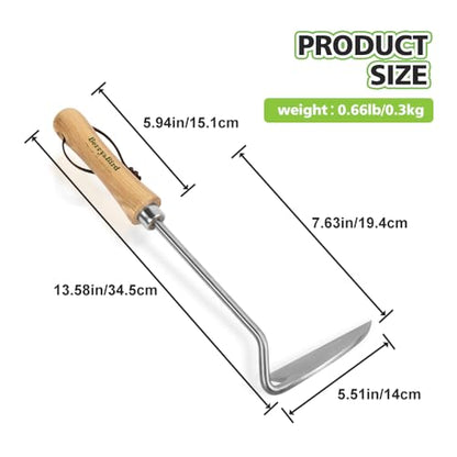 Sickle Hoe Crack Weeder, Stainless Steel Japanese Weeding Sickle