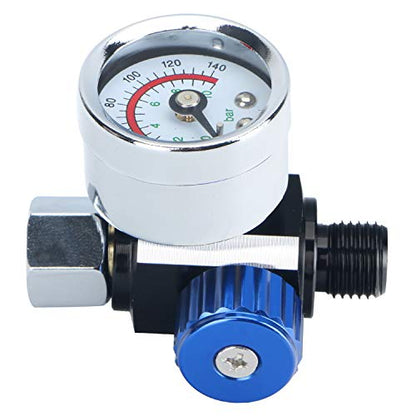 1/4"-NPT Air Pressure Regulator Kit, Air Adjusting Valve Regulator with Gauge for Spray Guns and Pnuematic Tools
