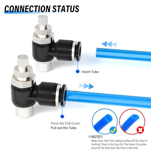 TAILONZ 1/4" x 1/8" NPT SL-1/4-N1 Elbow Flow Control Valve 3pcs - size: 1/4"OD1/8"NPT