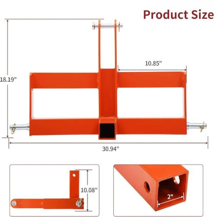 Suitable for 3-Point 2" Receiver Hitch Drawbar with Suitcase Weight Brackets for CAT 1 Tractors
